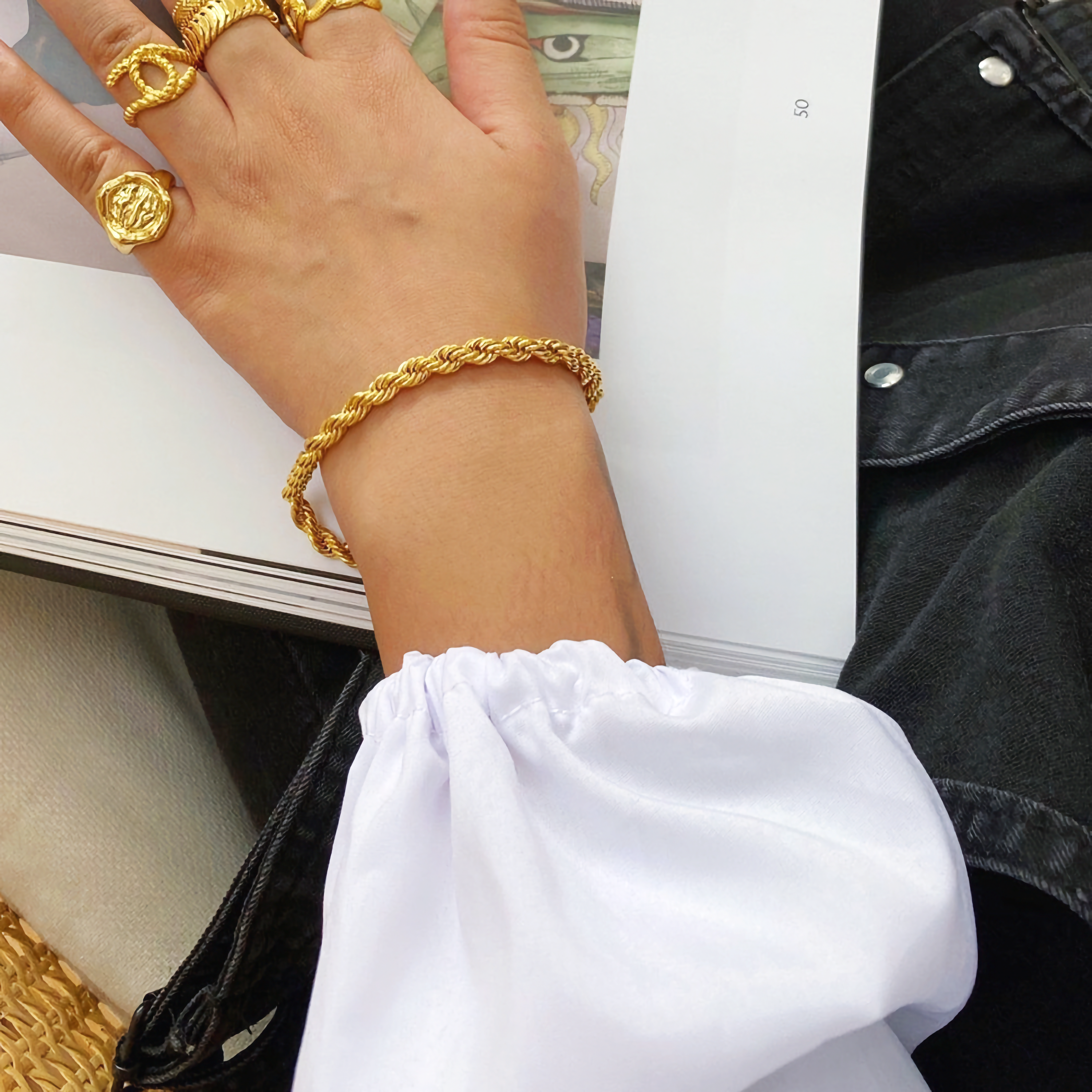 Clara Rope Chain Gold Bracelet Image