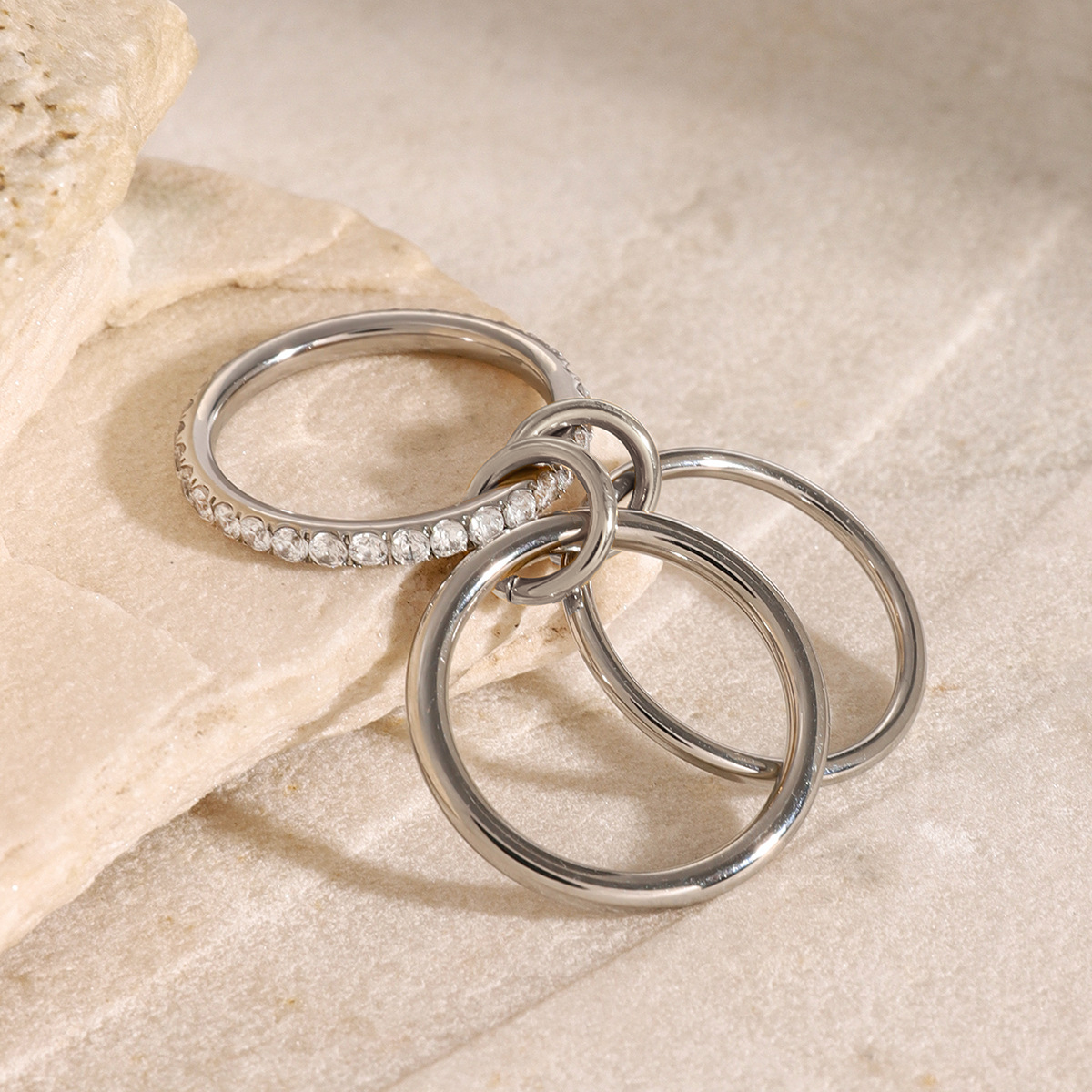 Evadne Diamond Ring Stack Image