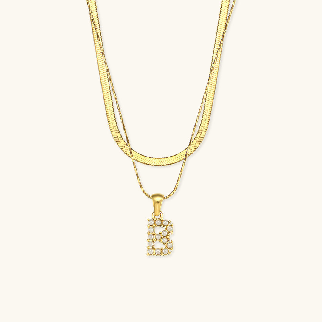 Fiona Layered Gold Initial Letter Necklace Image