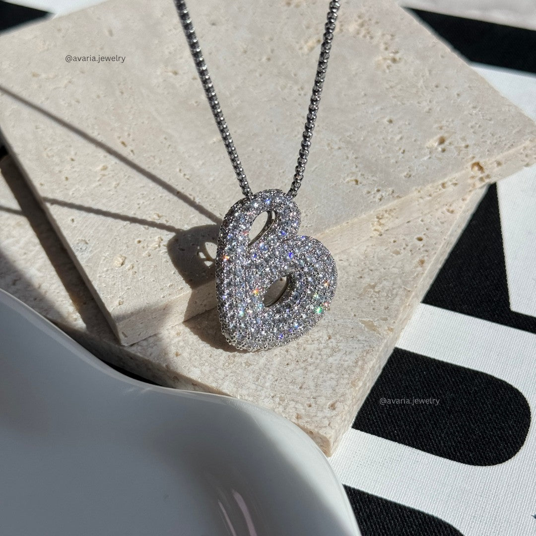 Bubble Initial Diamond Necklace Image