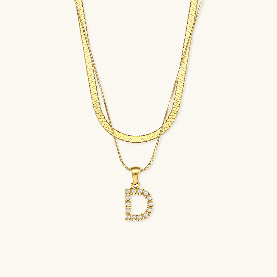 Fiona Layered Gold Initial Letter Necklace Image