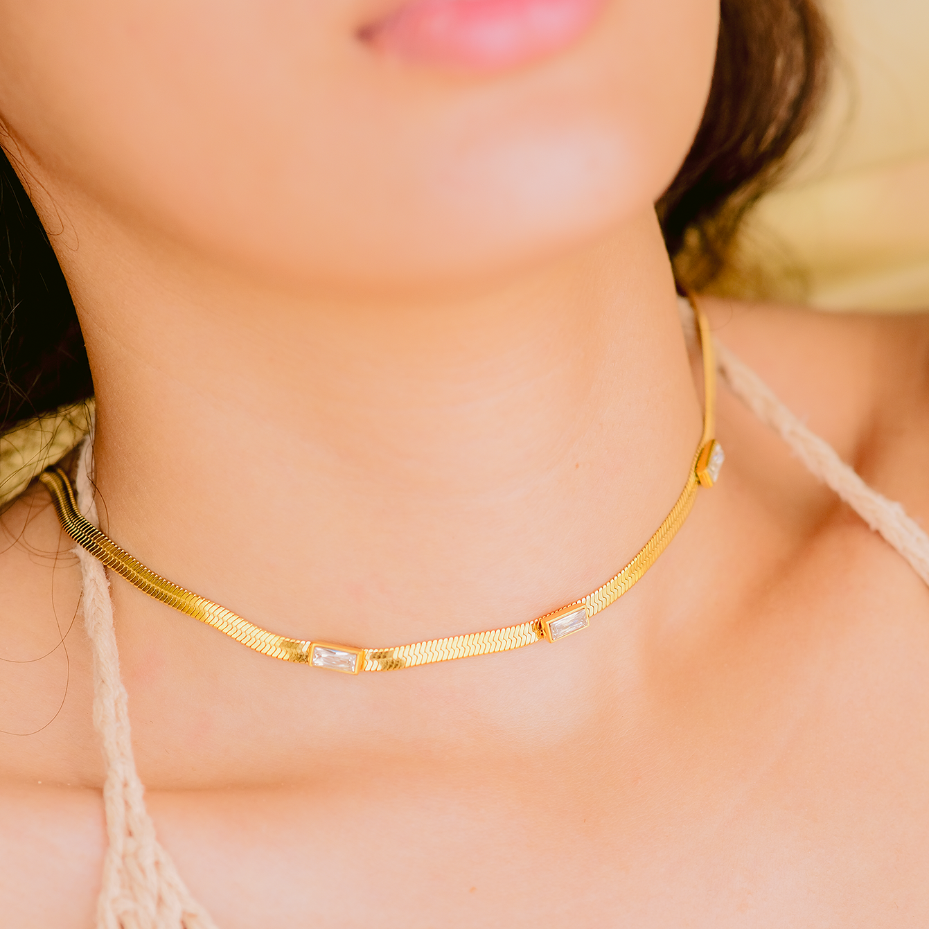 Eve Herringbone Gold Necklace Image