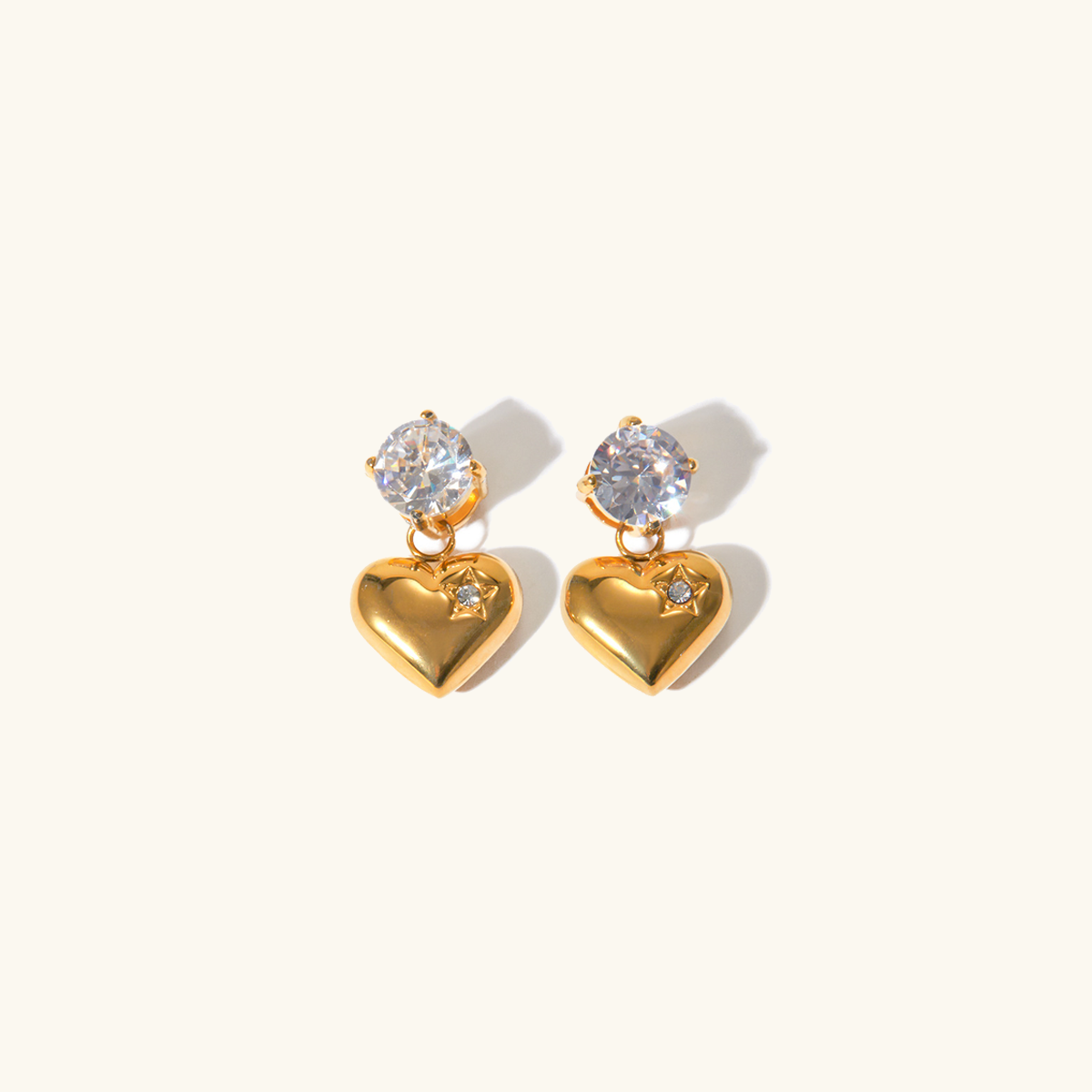 Emmeline Heart Gold Earrings Image