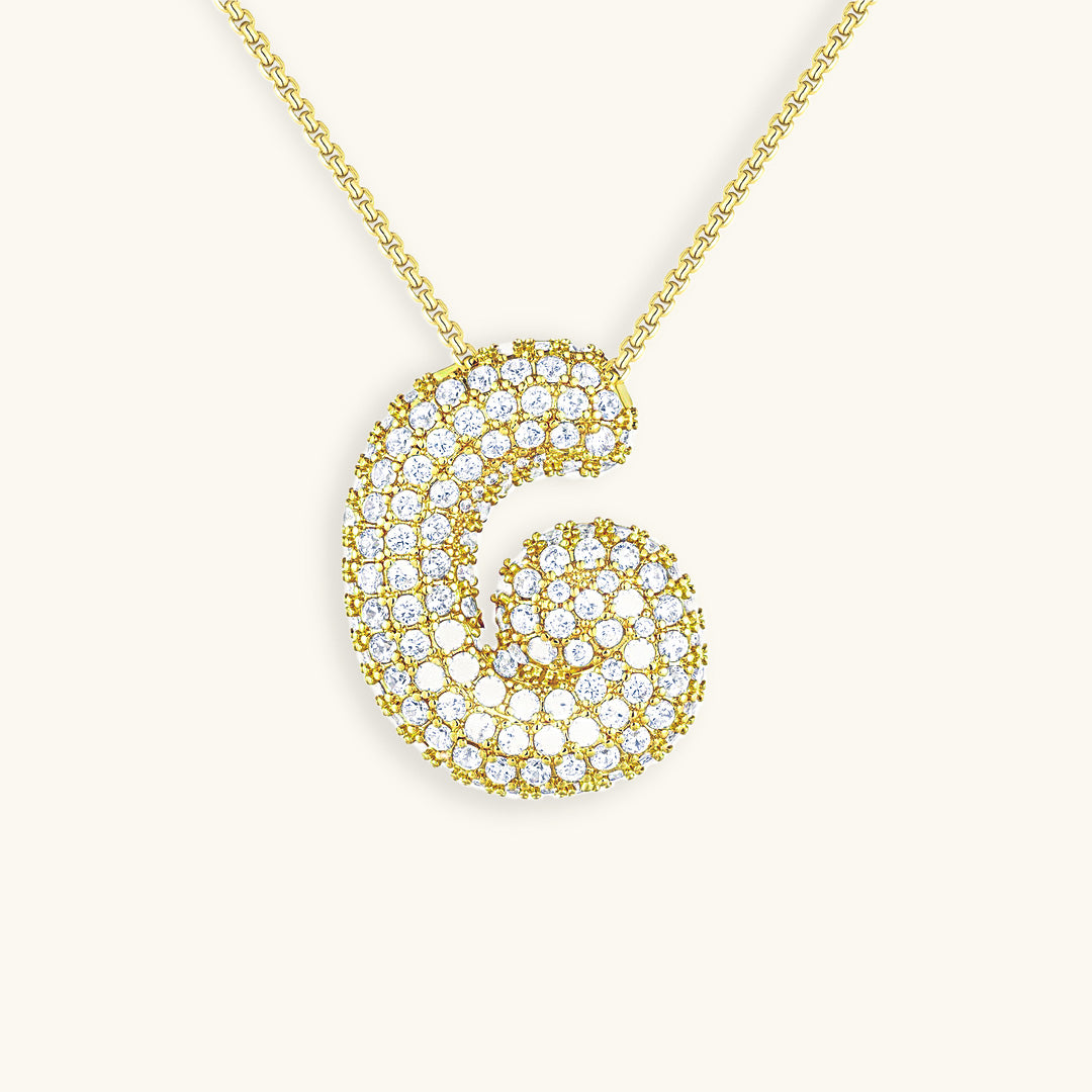 Bubble Initial Diamond Necklace Image