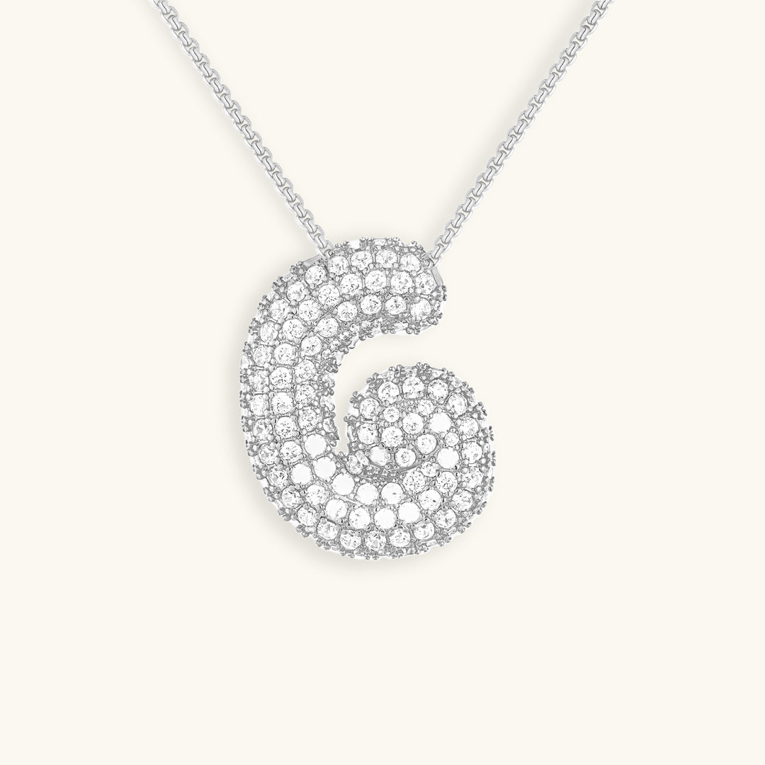 Bubble Initial Diamond Necklace Image