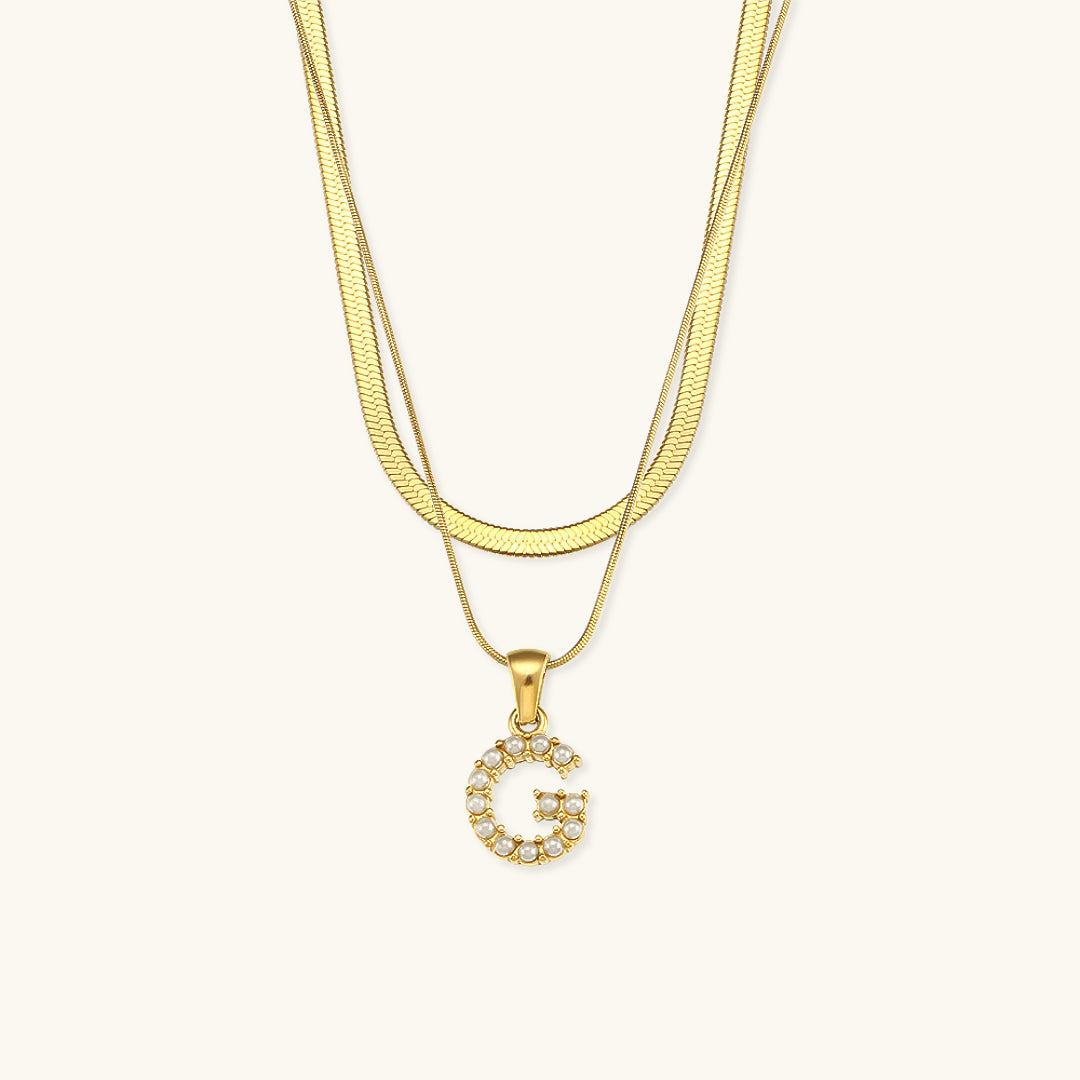 Fiona Layered Gold Initial Letter Necklace Image