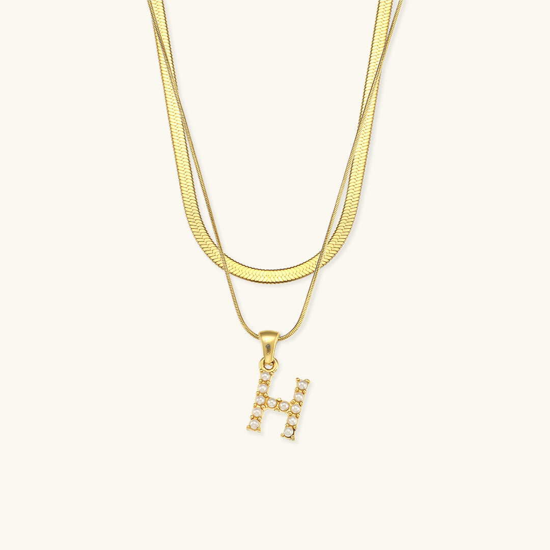 Fiona Layered Gold Initial Letter Necklace Image