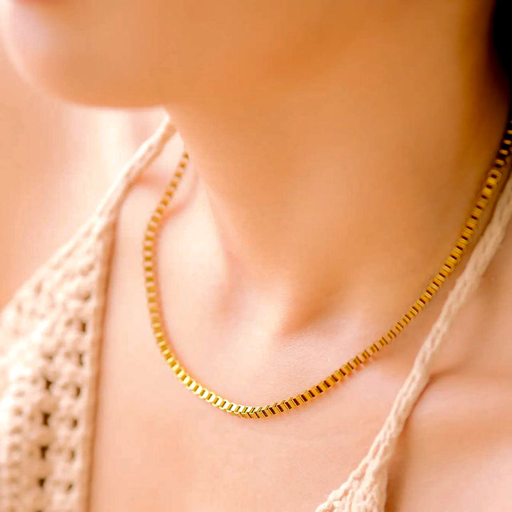 Danica Box Chain Gold Necklace