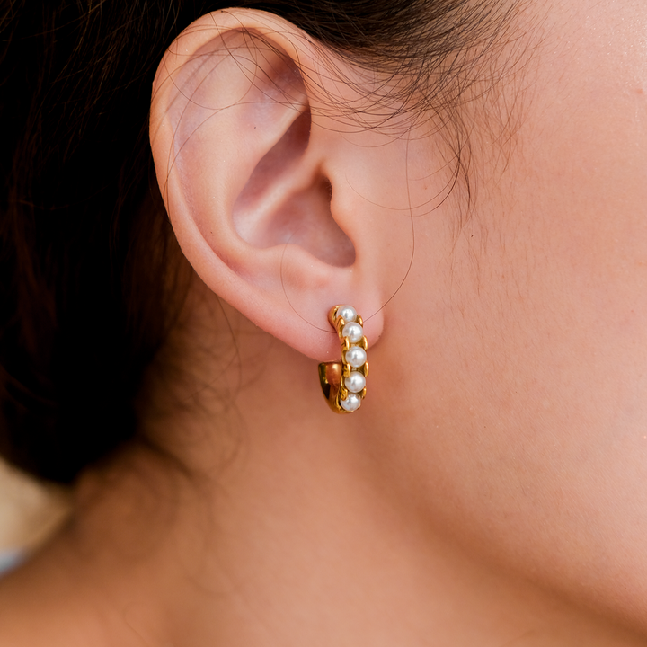 Irene Pearl Hoop Earrings