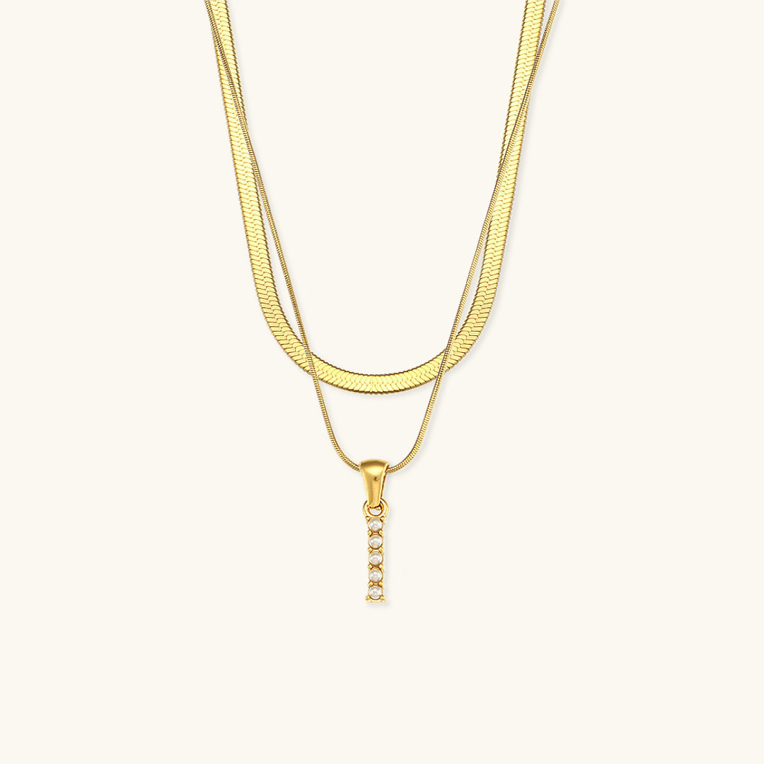 Fiona Layered Gold Initial Letter Necklace Image