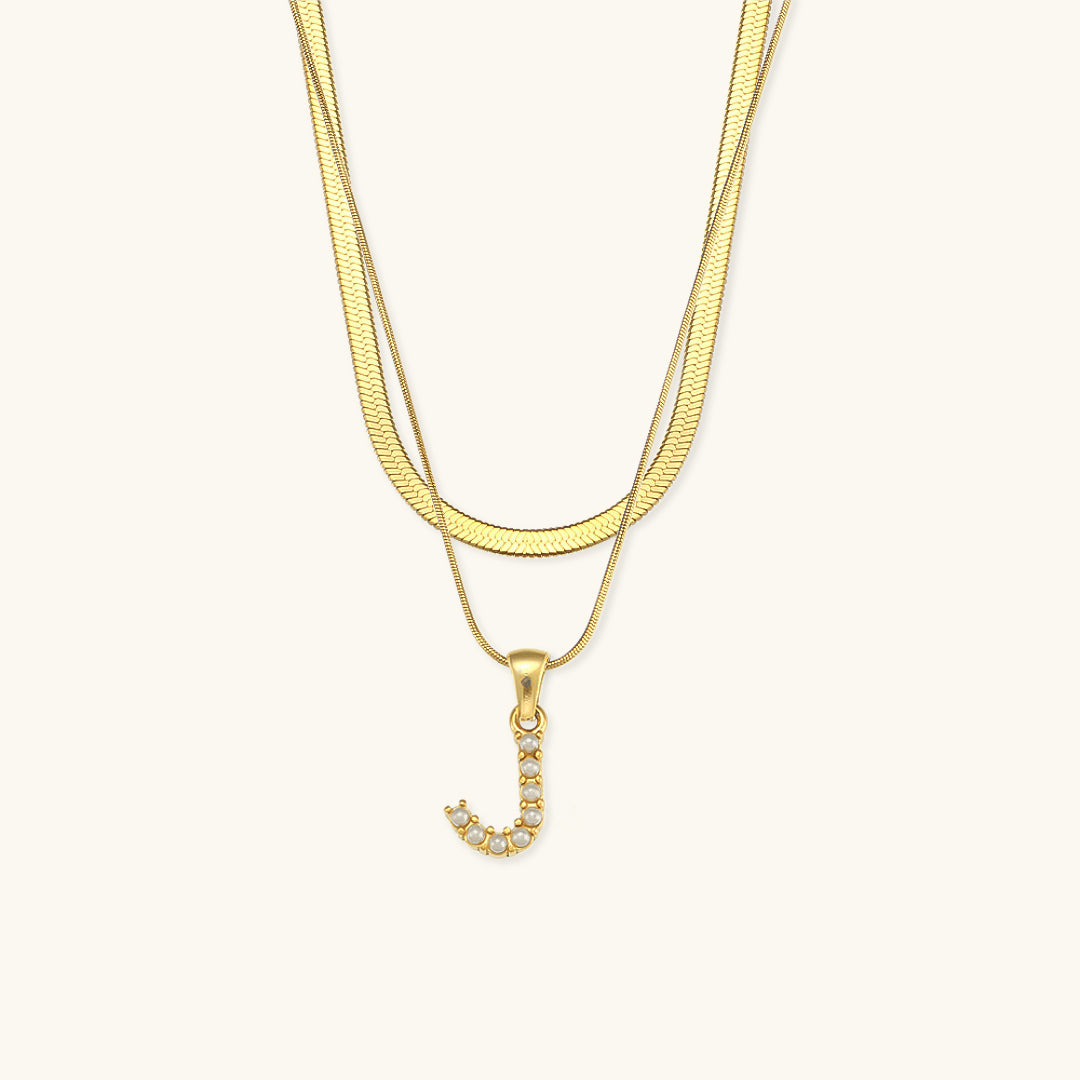 Fiona Layered Gold Initial Letter Necklace Image