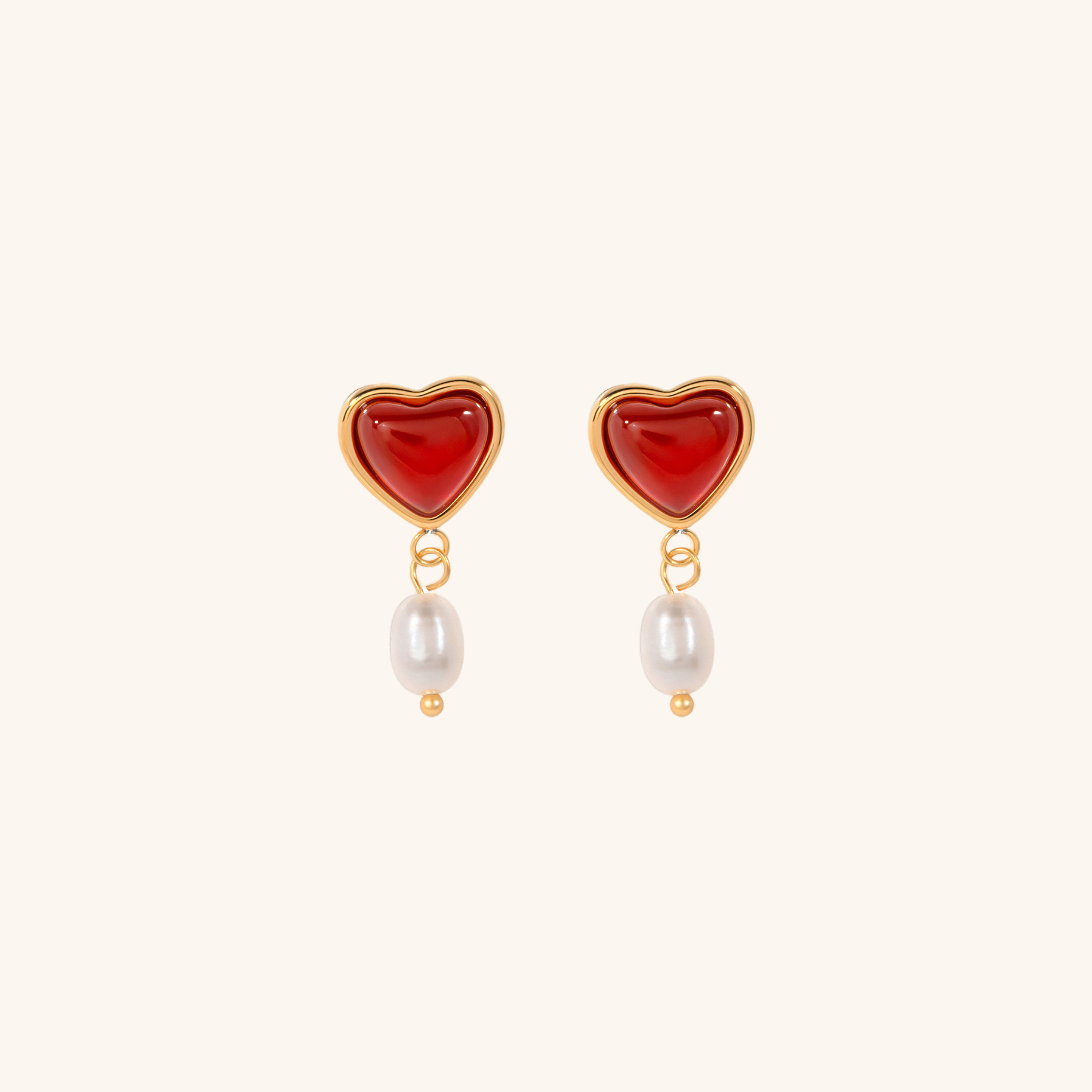 Sabina Pearl Heart Gold Earrings Image