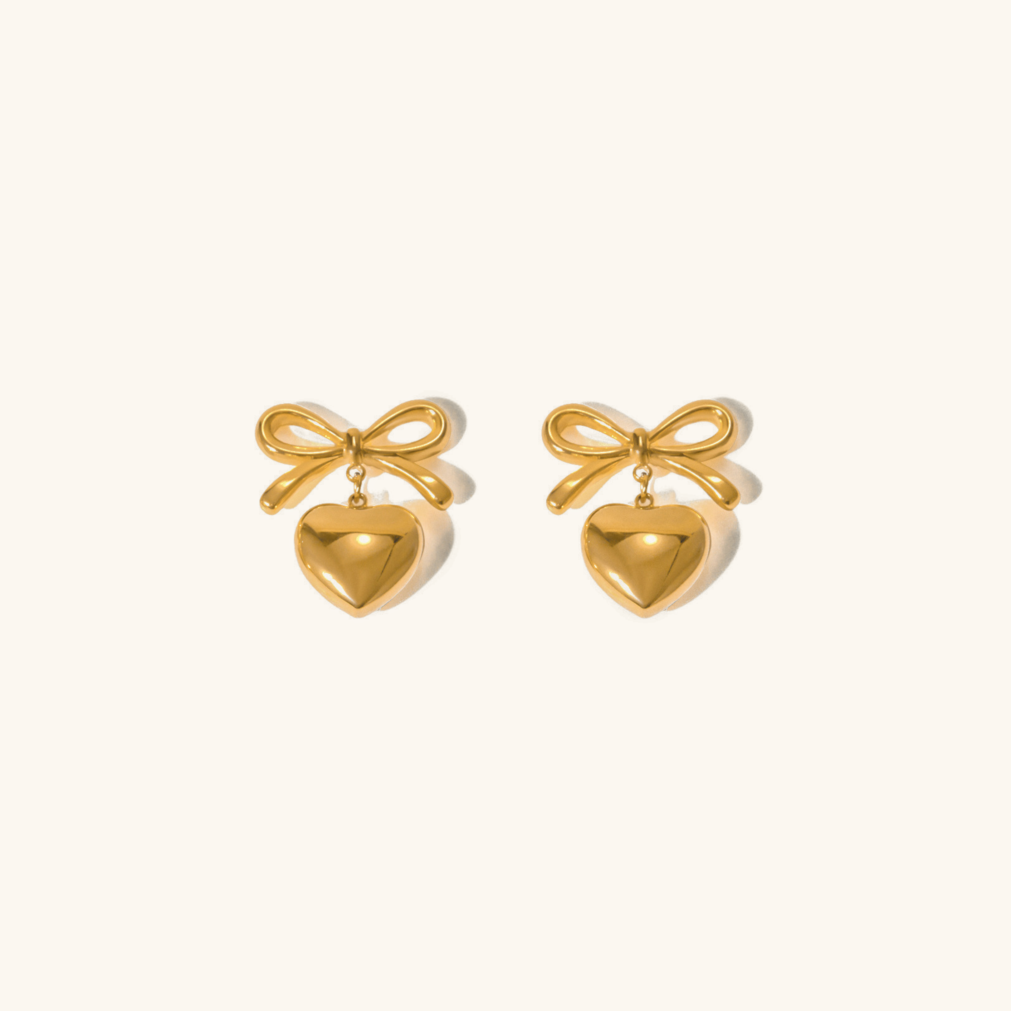 Rowanne French Knot Gold Heart Earrings Image