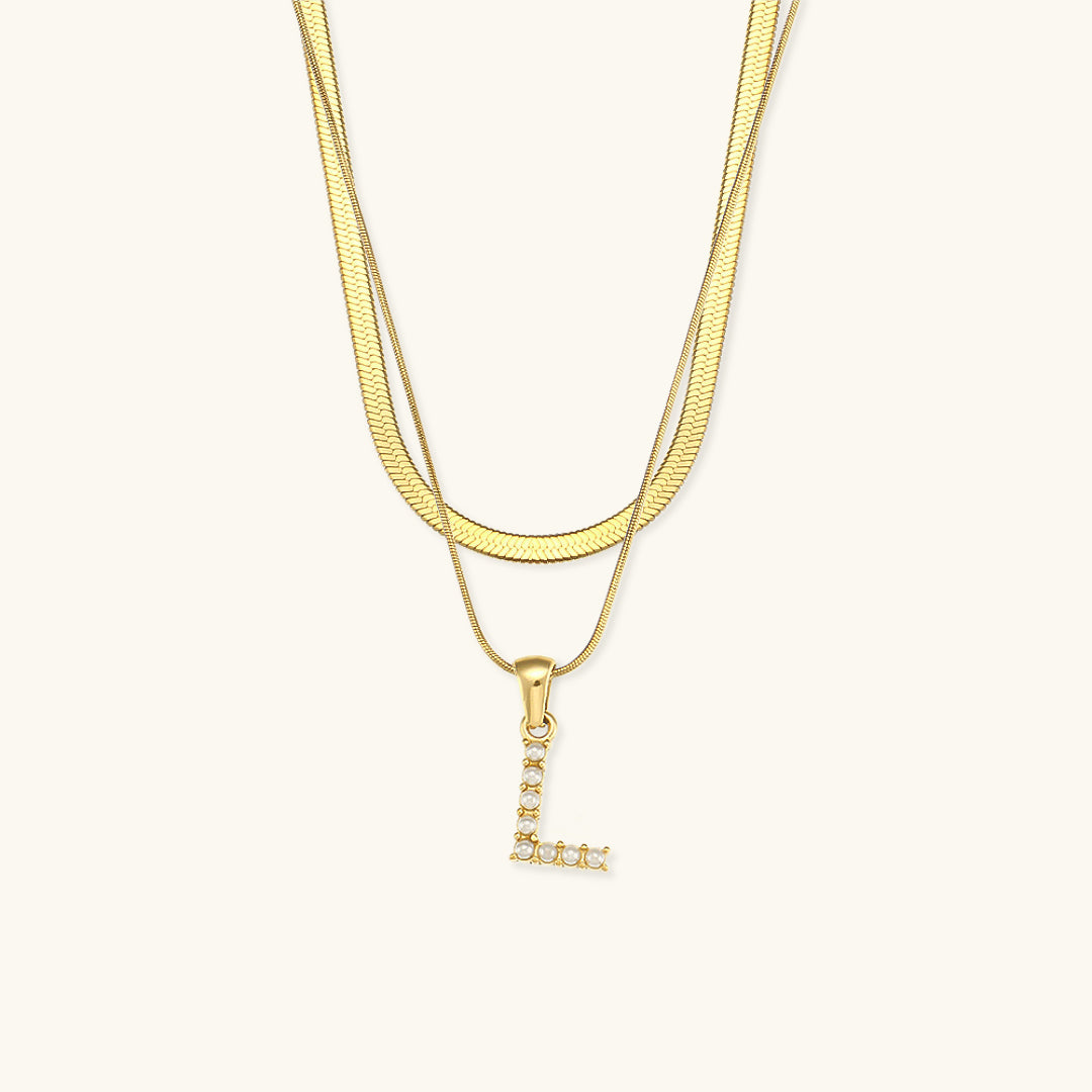 Fiona Layered Gold Initial Letter Necklace Image