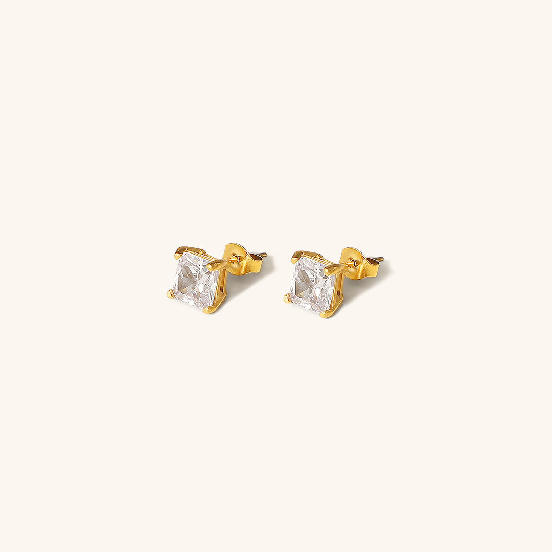 March Solitaire Gold Earrings Image