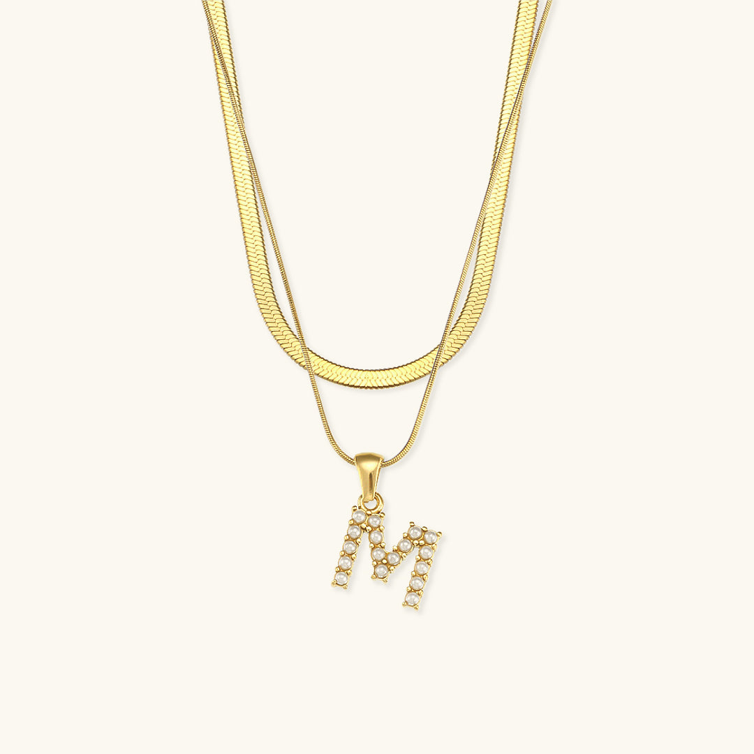 Fiona Layered Gold Initial Letter Necklace Image