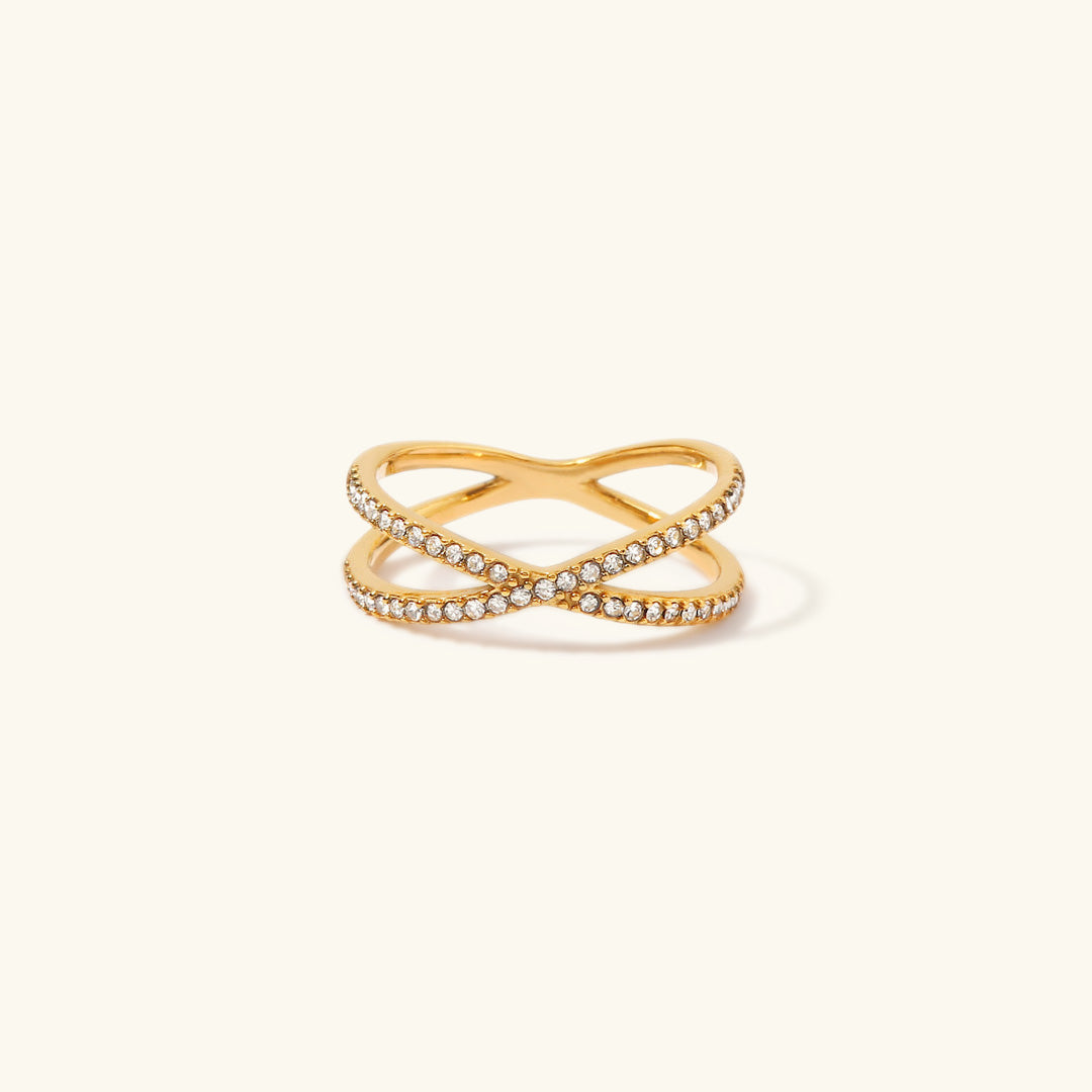 Nia Gold Diamond Cross Ring Image