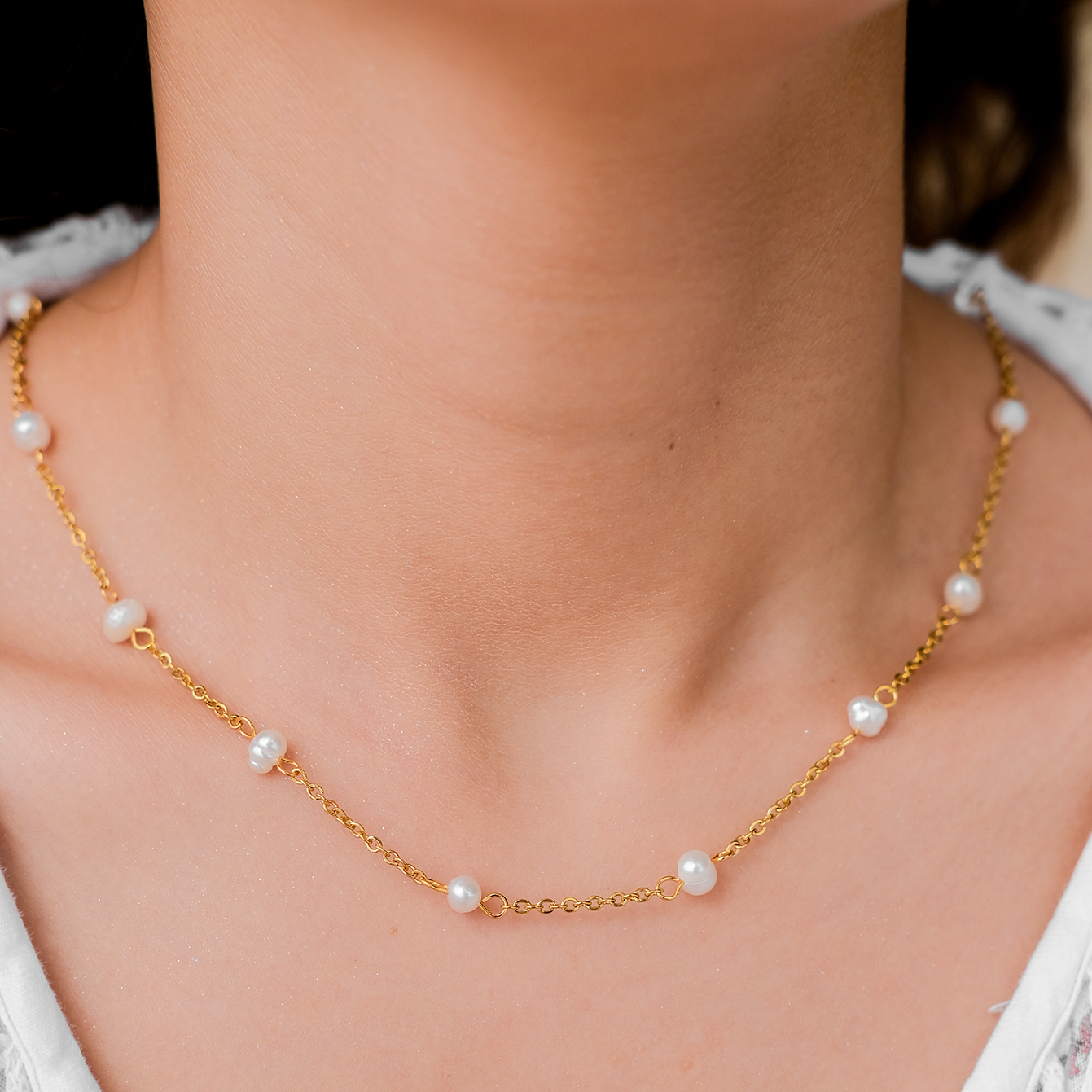 Nora Gold Pearl Necklace Image