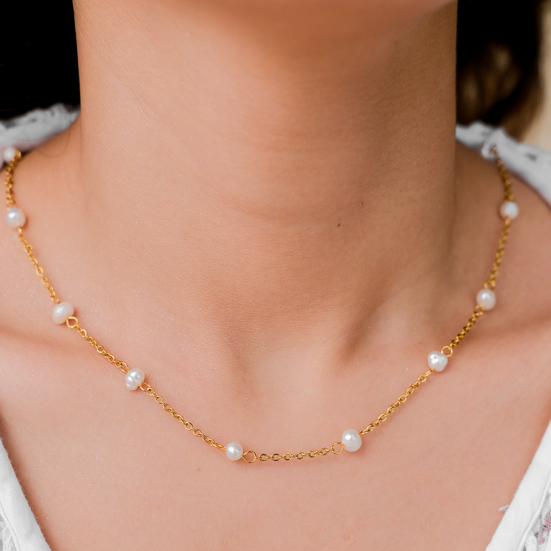 Nora Gold Pearl Necklace
