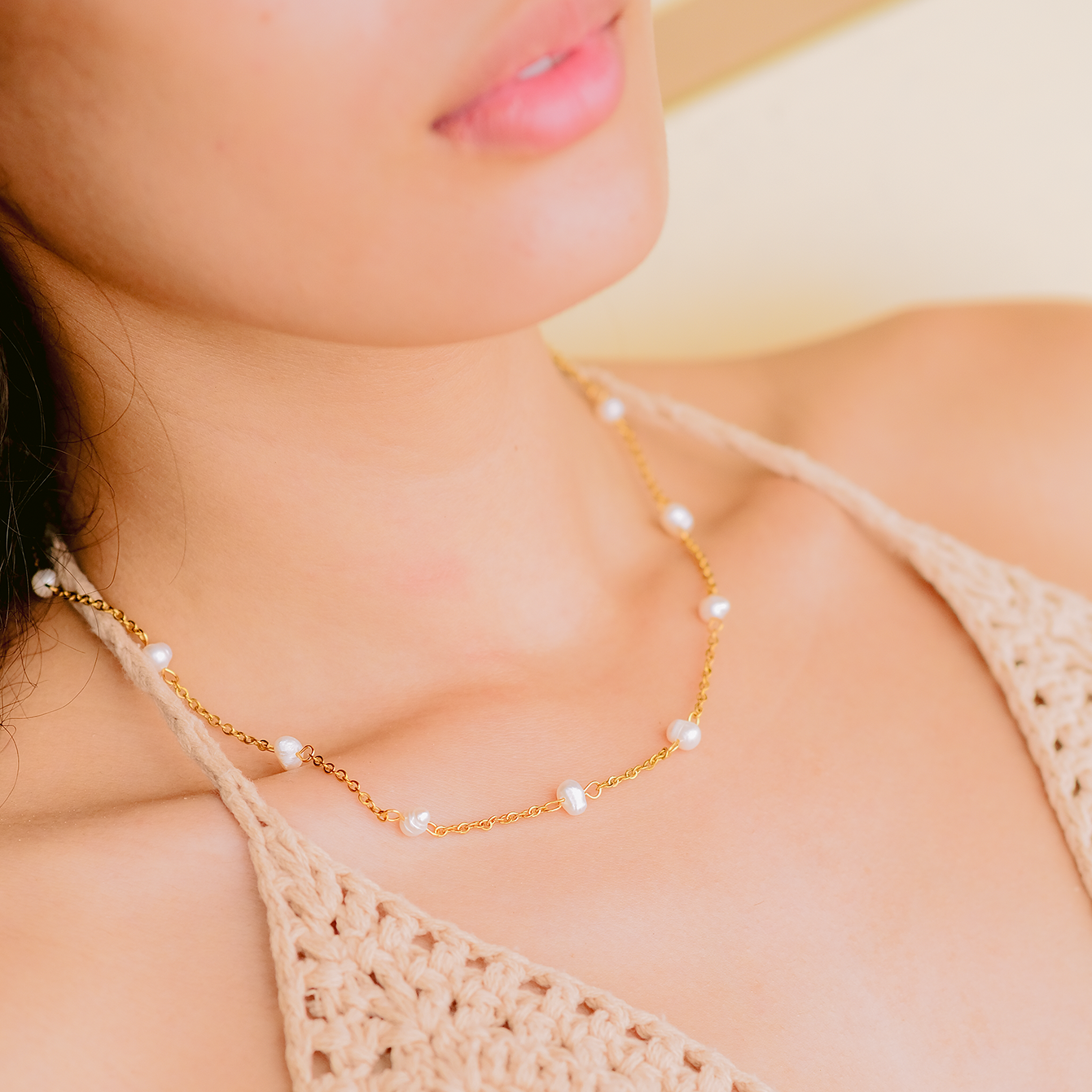 Nora Gold Pearl Necklace Image