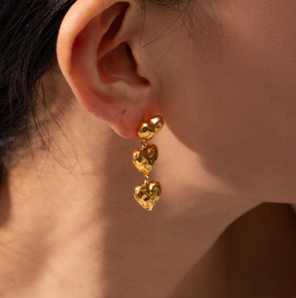 Heather Heart Gold Earrings Image