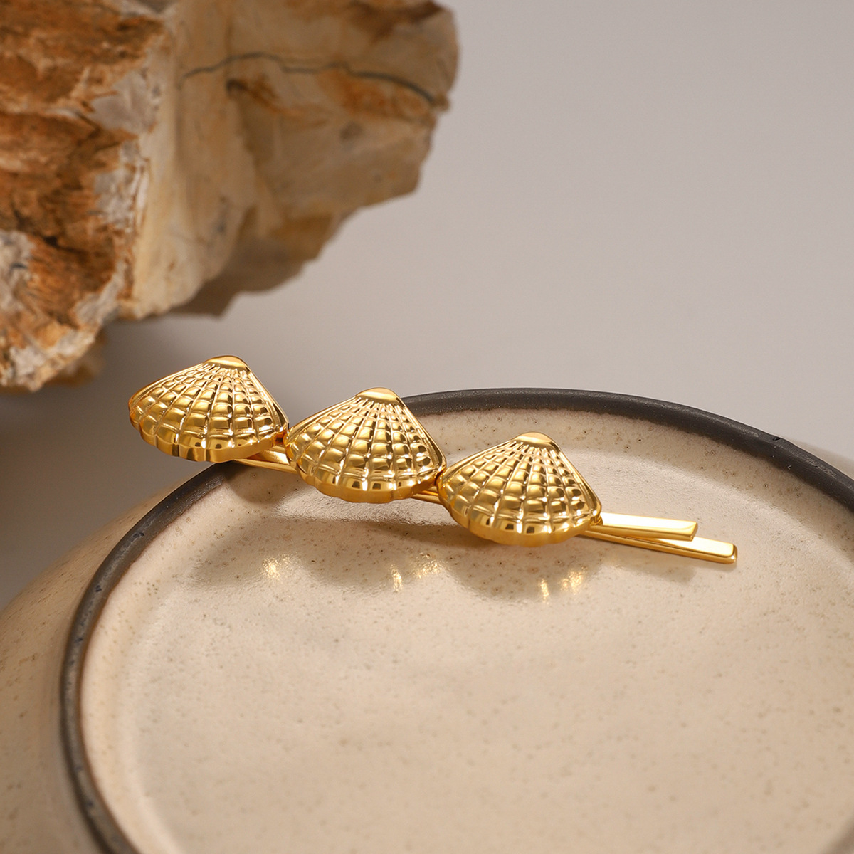 Coastal Seashells Gold French Pin Image