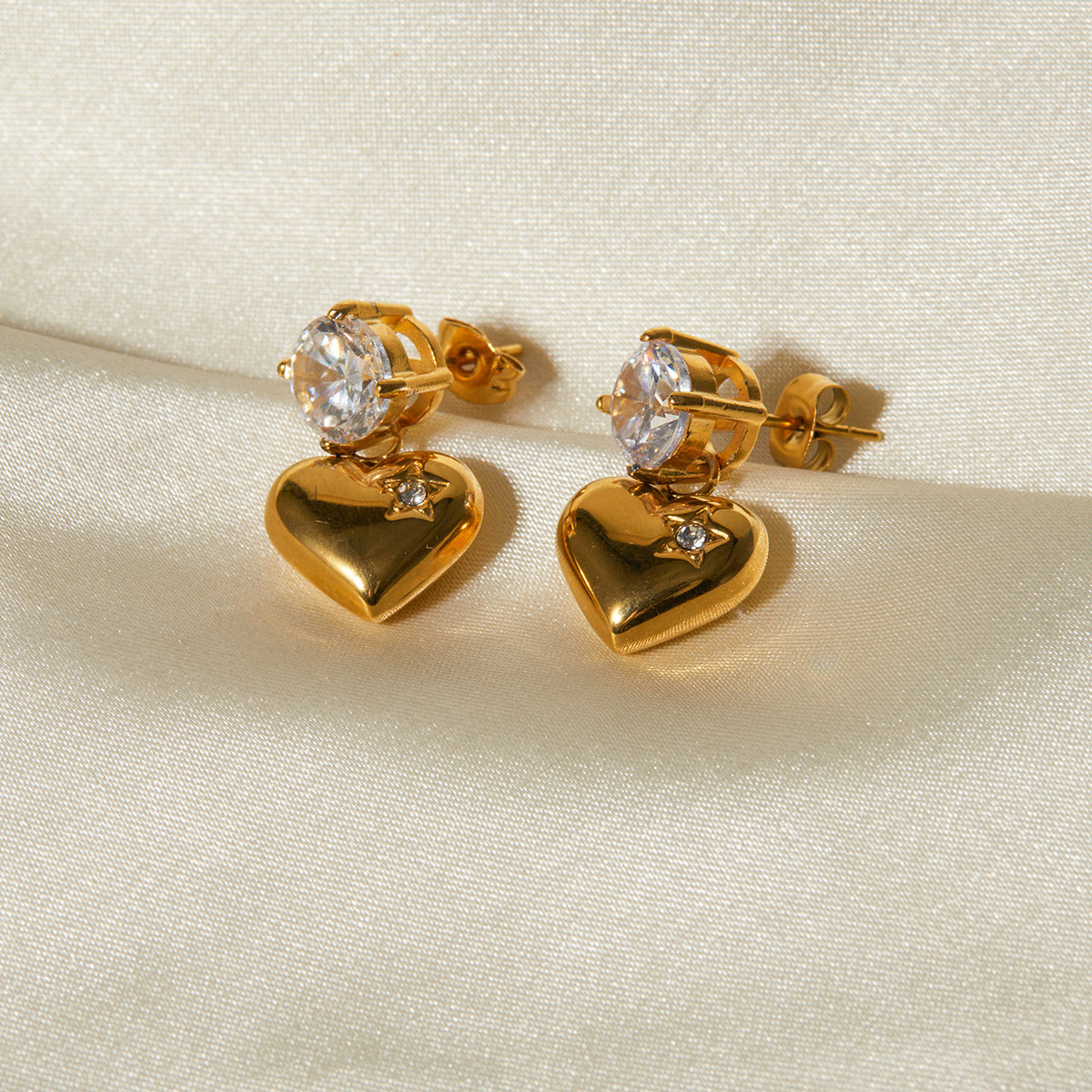 Emmeline Heart Gold Earrings Image