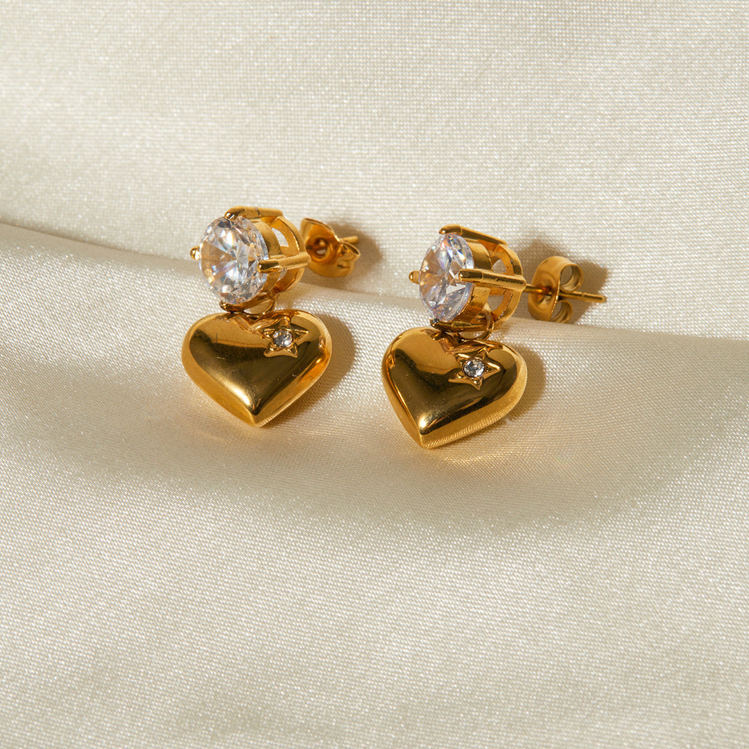 Emmeline Heart Gold Earrings