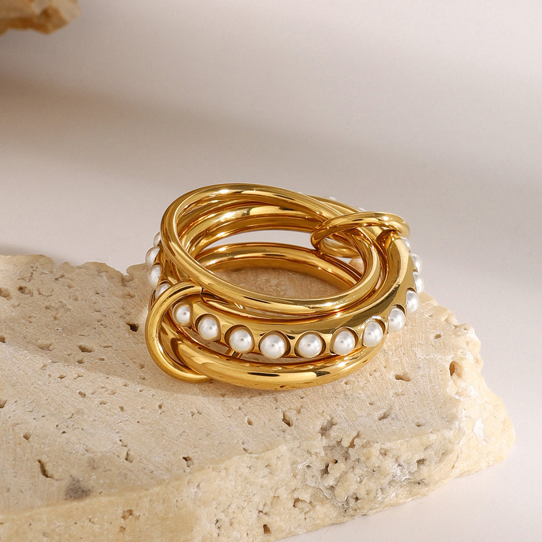 Mikayla Stacked Freshwater Pearl Ring