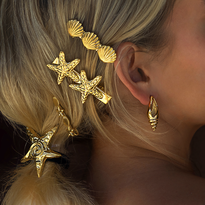 Seashell Serenity Gold Hair Clip