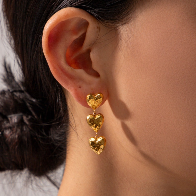 Heather Heart Gold Earrings Image