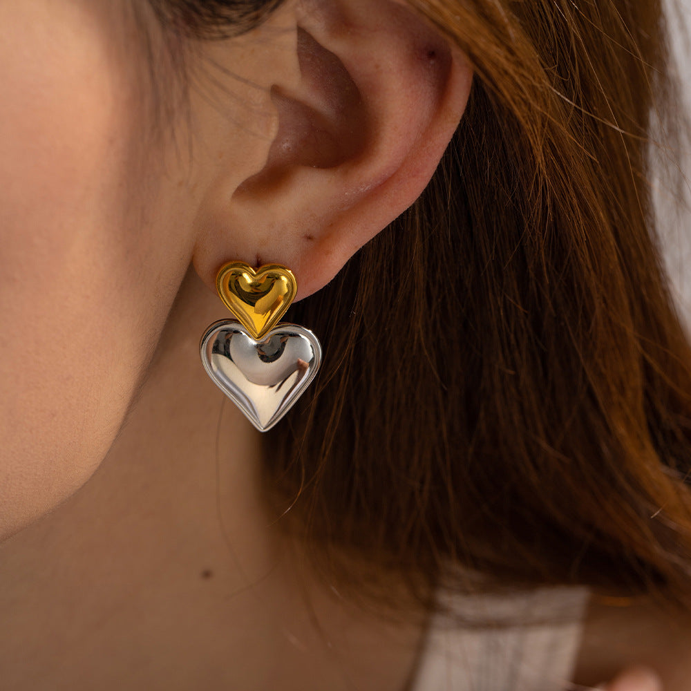 Zofia Two Tone Heart Earrings Image