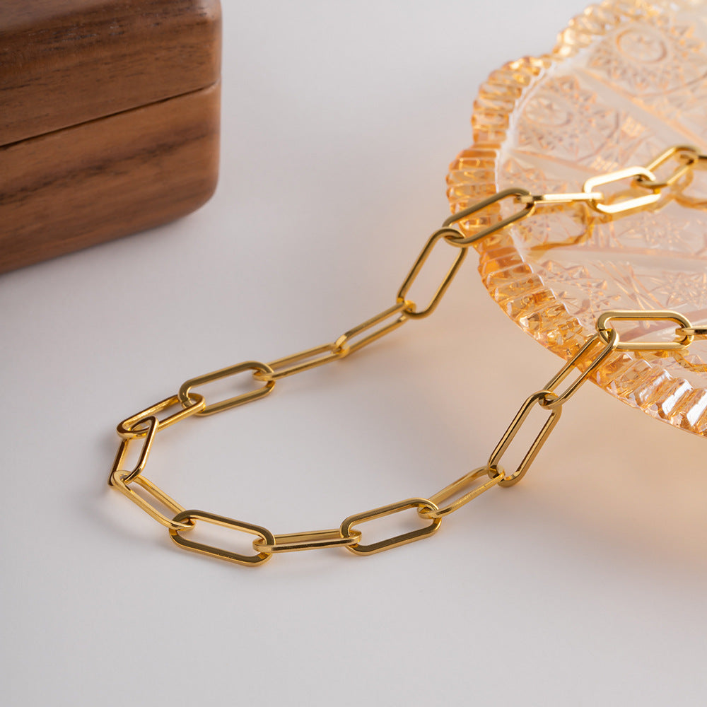 Ria Gold Paperclip Chain Necklace Image