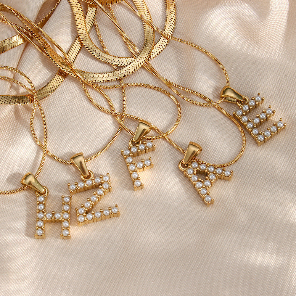 Fiona Layered Gold Initial Letter Necklace Image