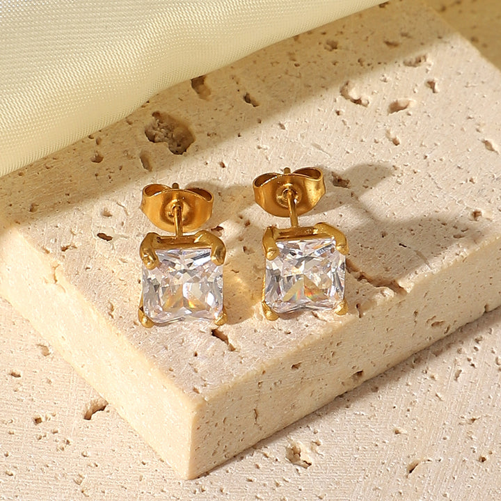 March Solitaire Gold Earrings