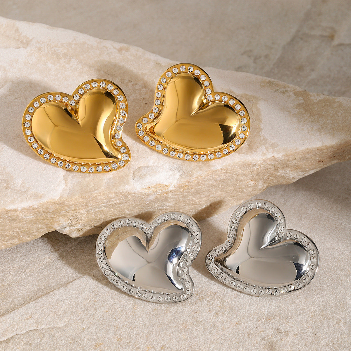 Holly Heart Gold Earrings Image