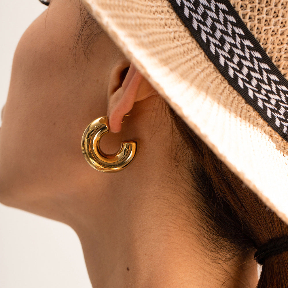 Natalia Chunky Gold Hoops Image