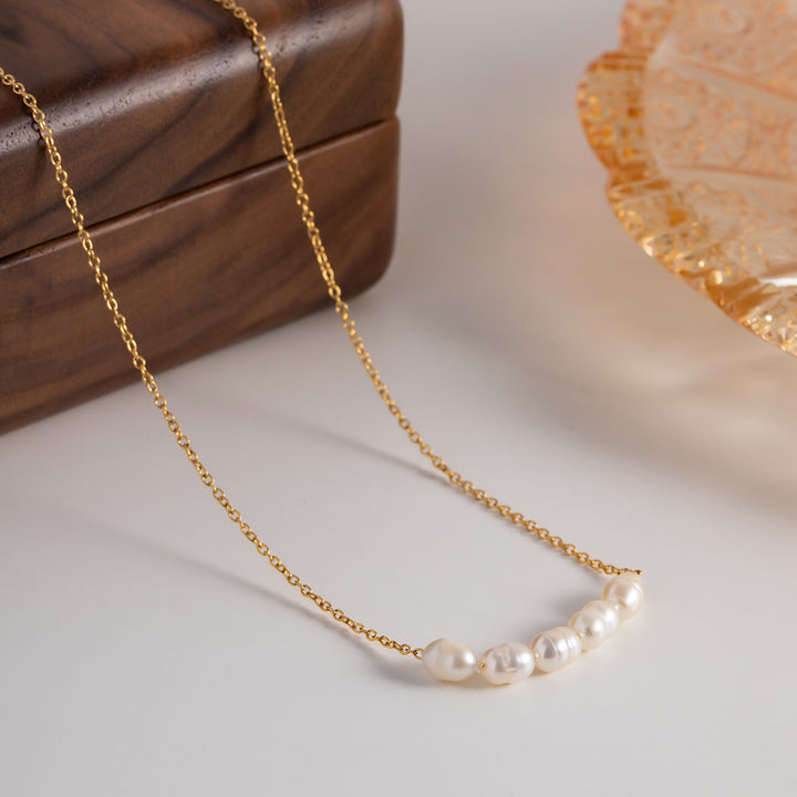 Elle Gold Pearl Necklace
