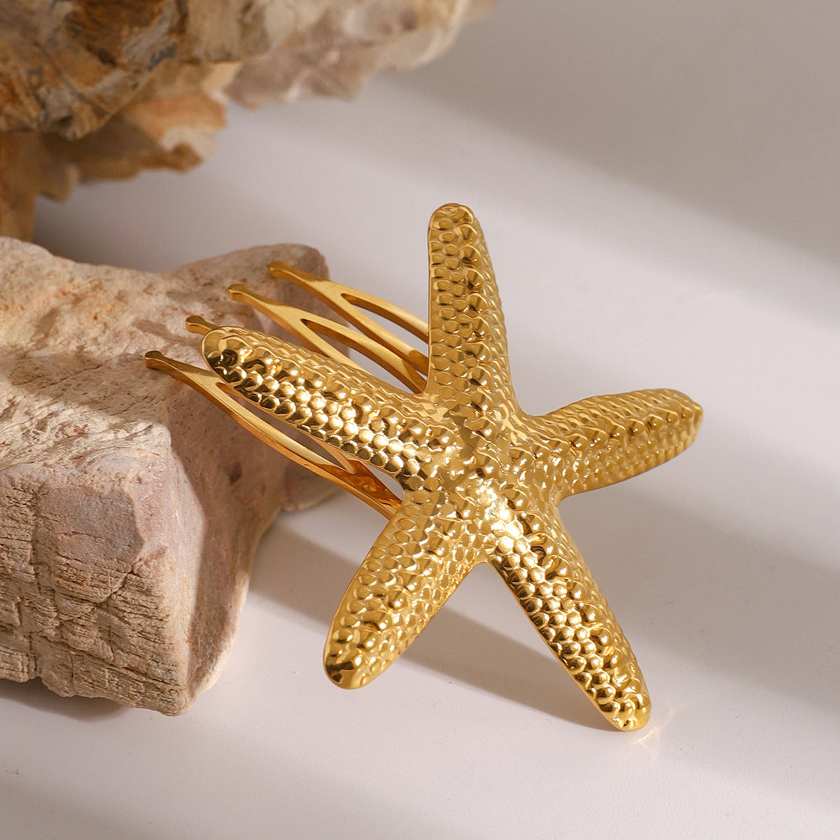 Dewdrop Starfish Gold Hair Comb Image