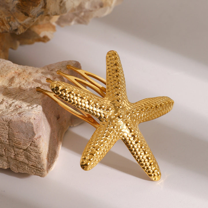 Dewdrop Starfish Gold Hair Comb