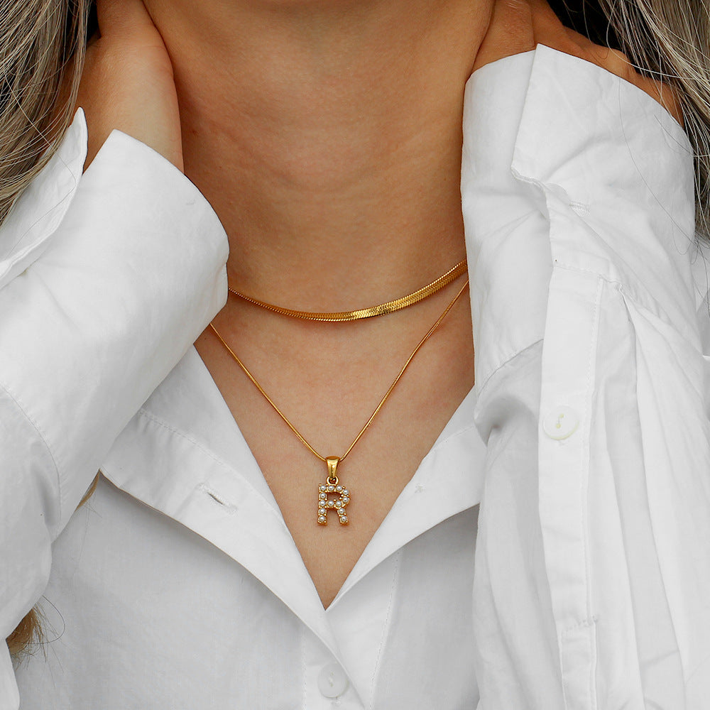 Fiona Layered Gold Initial Letter Necklace Image