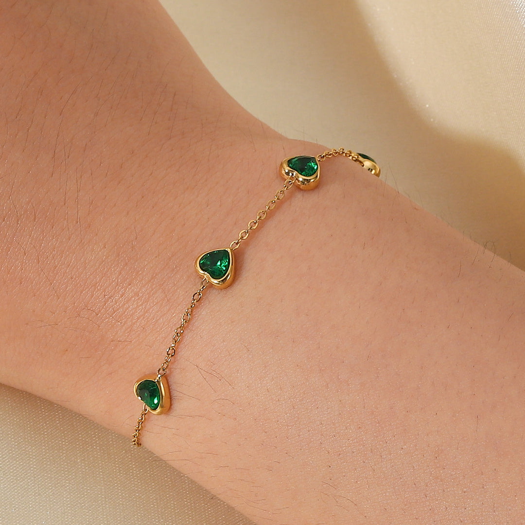 Francia Green Heart Bracelet