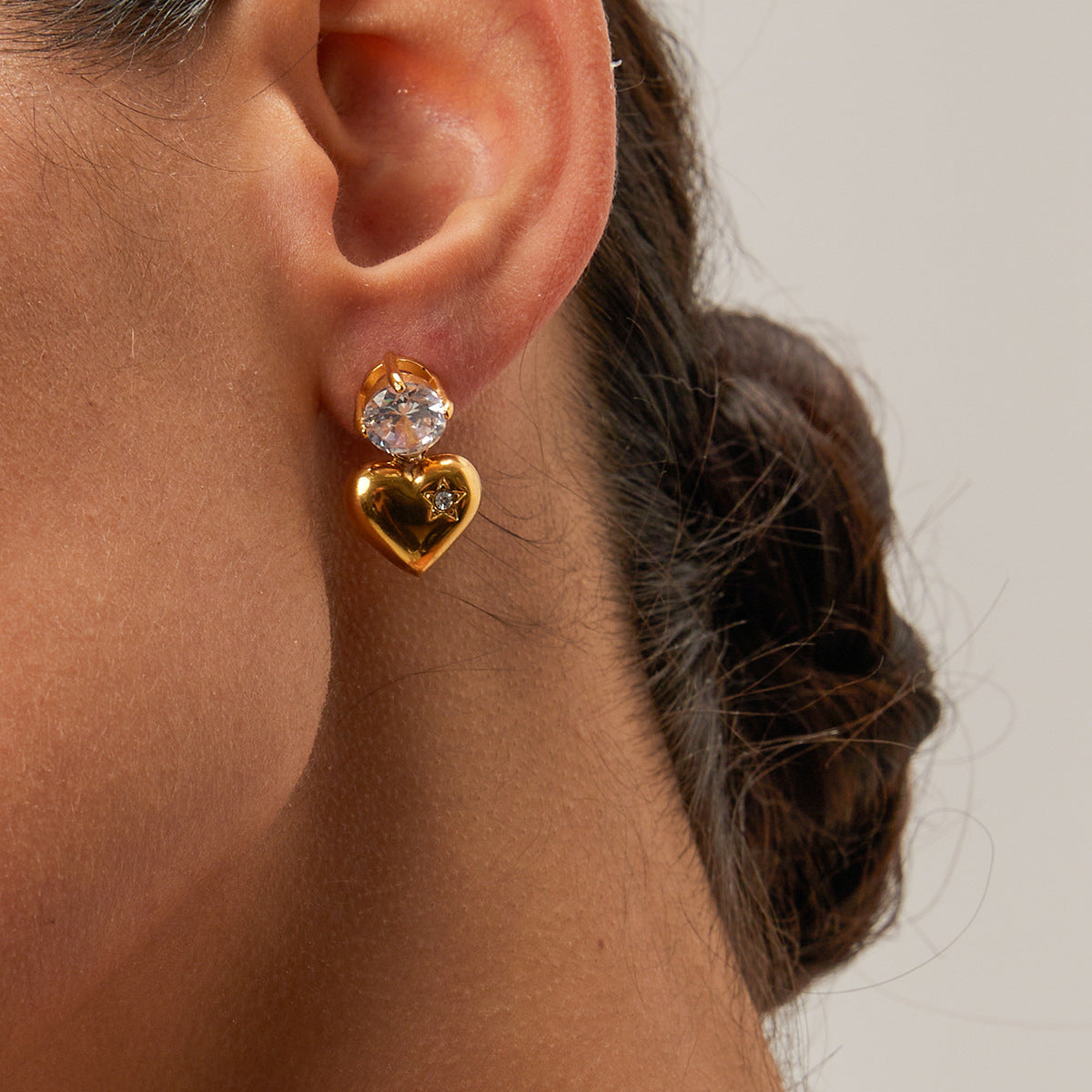 Emmeline Heart Gold Earrings Image