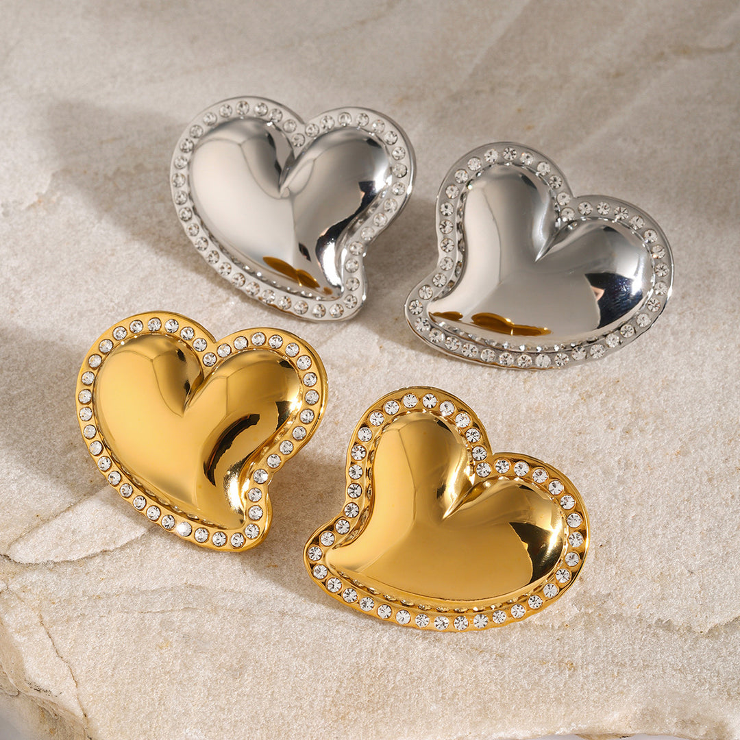 Holly Heart Gold Earrings