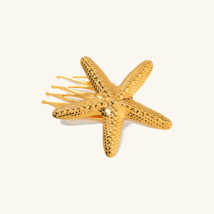 Dewdrop Starfish Gold Hair Comb