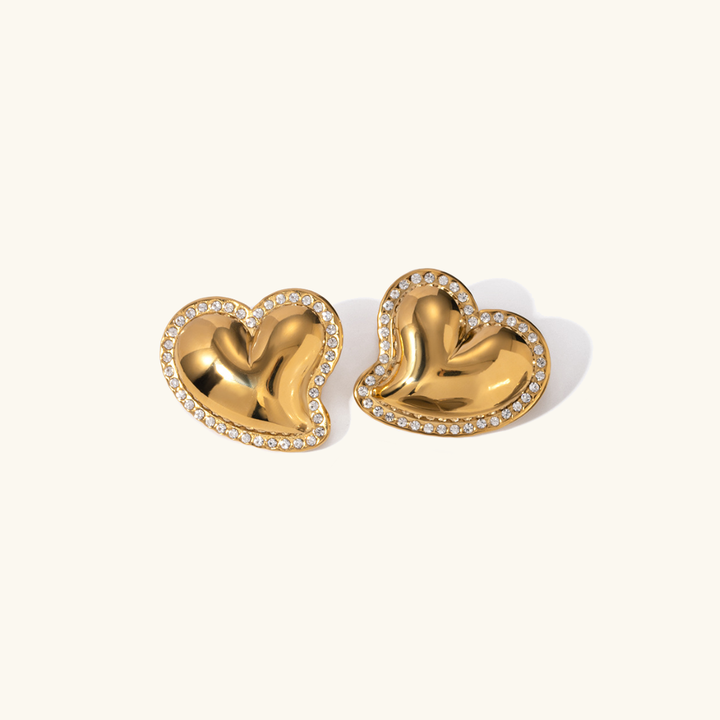 Holly Heart Gold Earrings