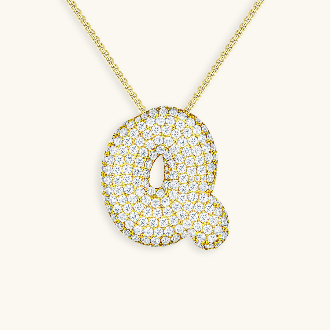 Bubble Initial Diamond Necklace