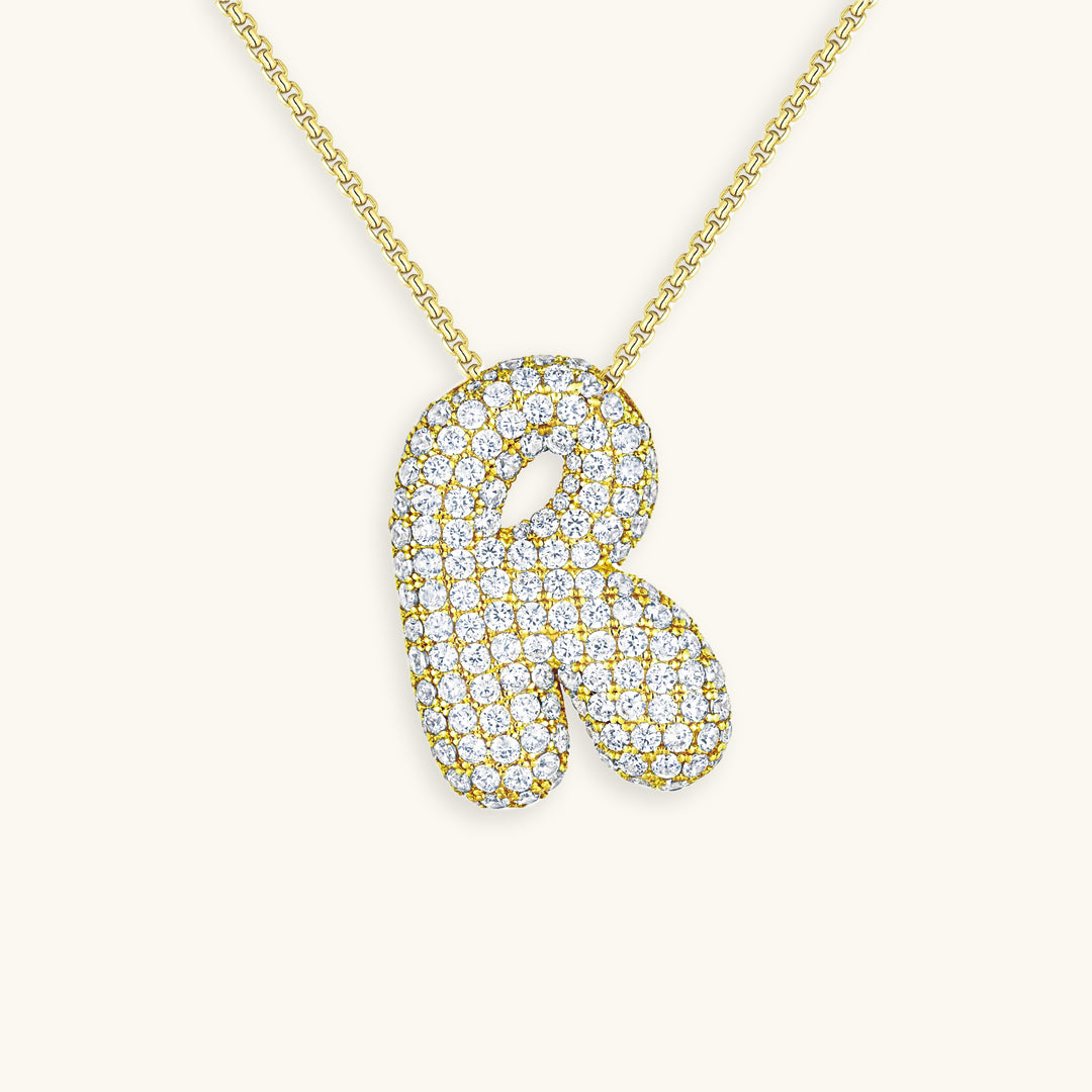 Bubble Initial Diamond Necklace Image