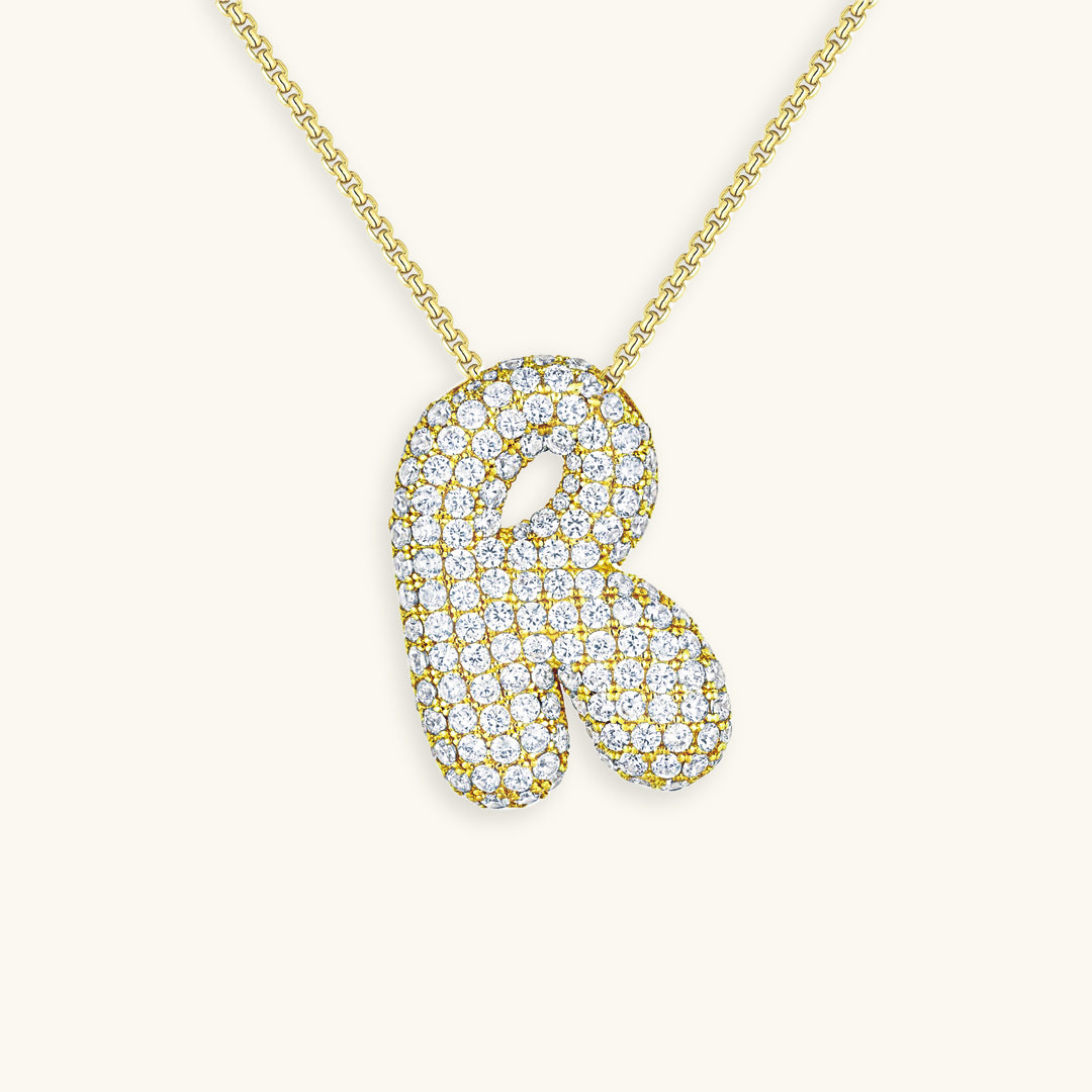 Bubble Initial Diamond Necklace
