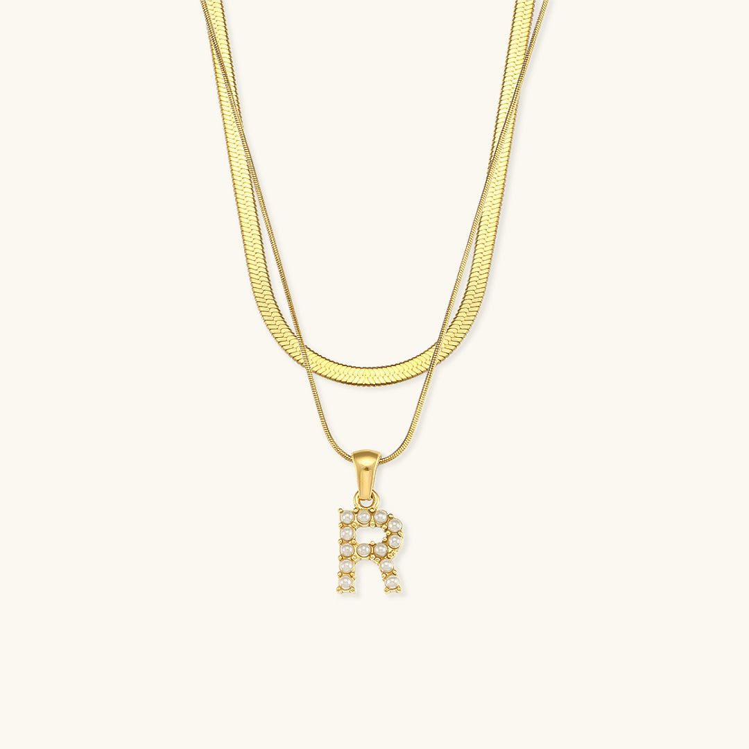 Fiona Layered Gold Initial Letter Necklace Image